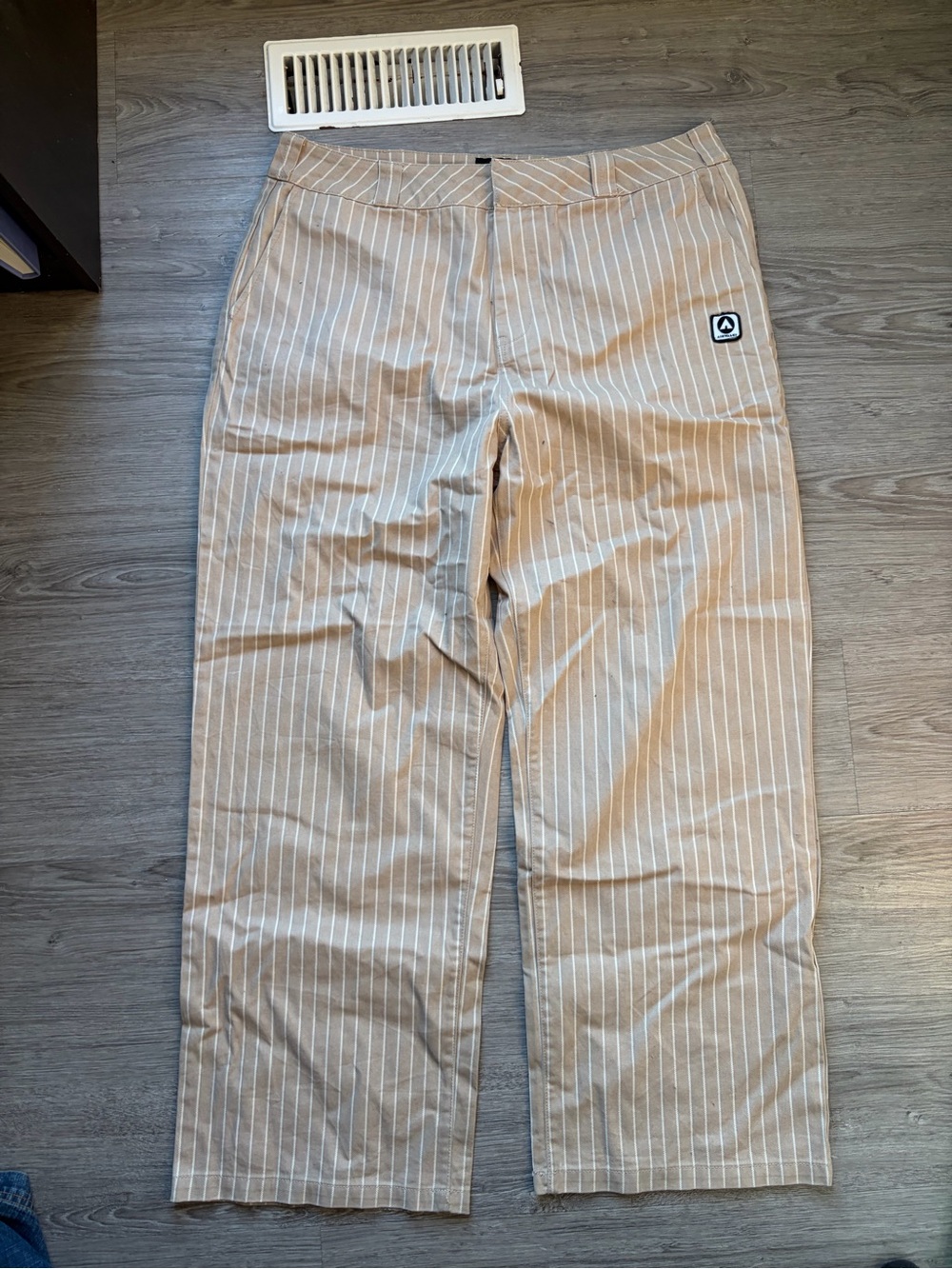Men's Pinstripe Baggy Pants - Beige